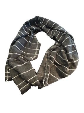 Zara Accessories Charcoal Gray Striped Blanket Scarf Fringe Trim 200x95cm